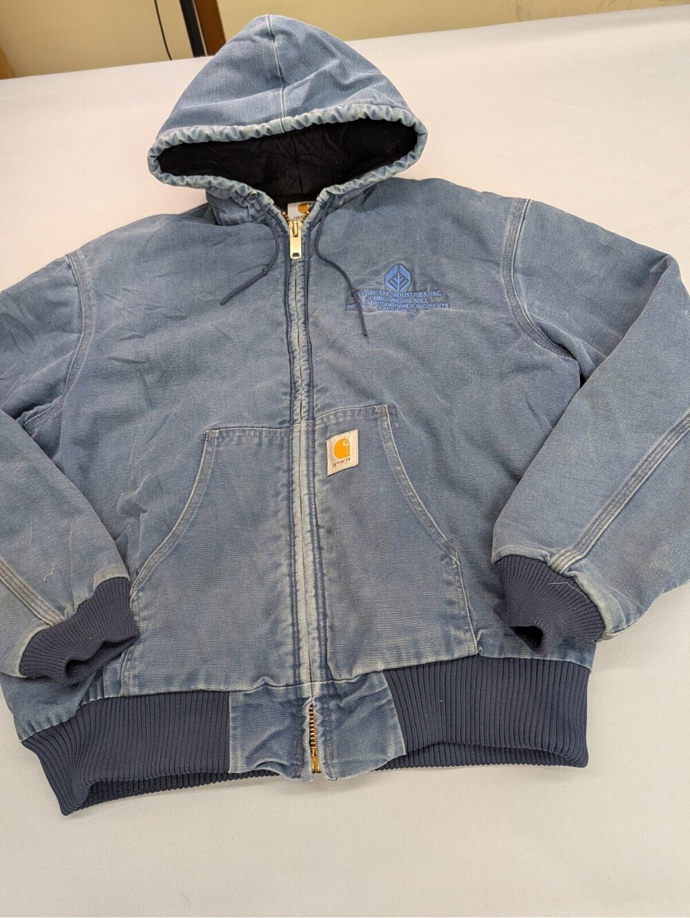 Carhartt Active Jacket XL Vintage Navy Hooded Duck Canvas